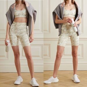NWT All Acess SET Center Stage Sand Camo Sports Bra and Bike Shorts XS